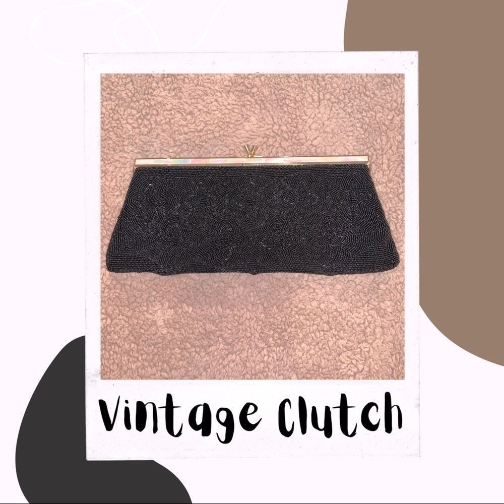 Rare Vintage Heavy Beaded Clutch import Japan